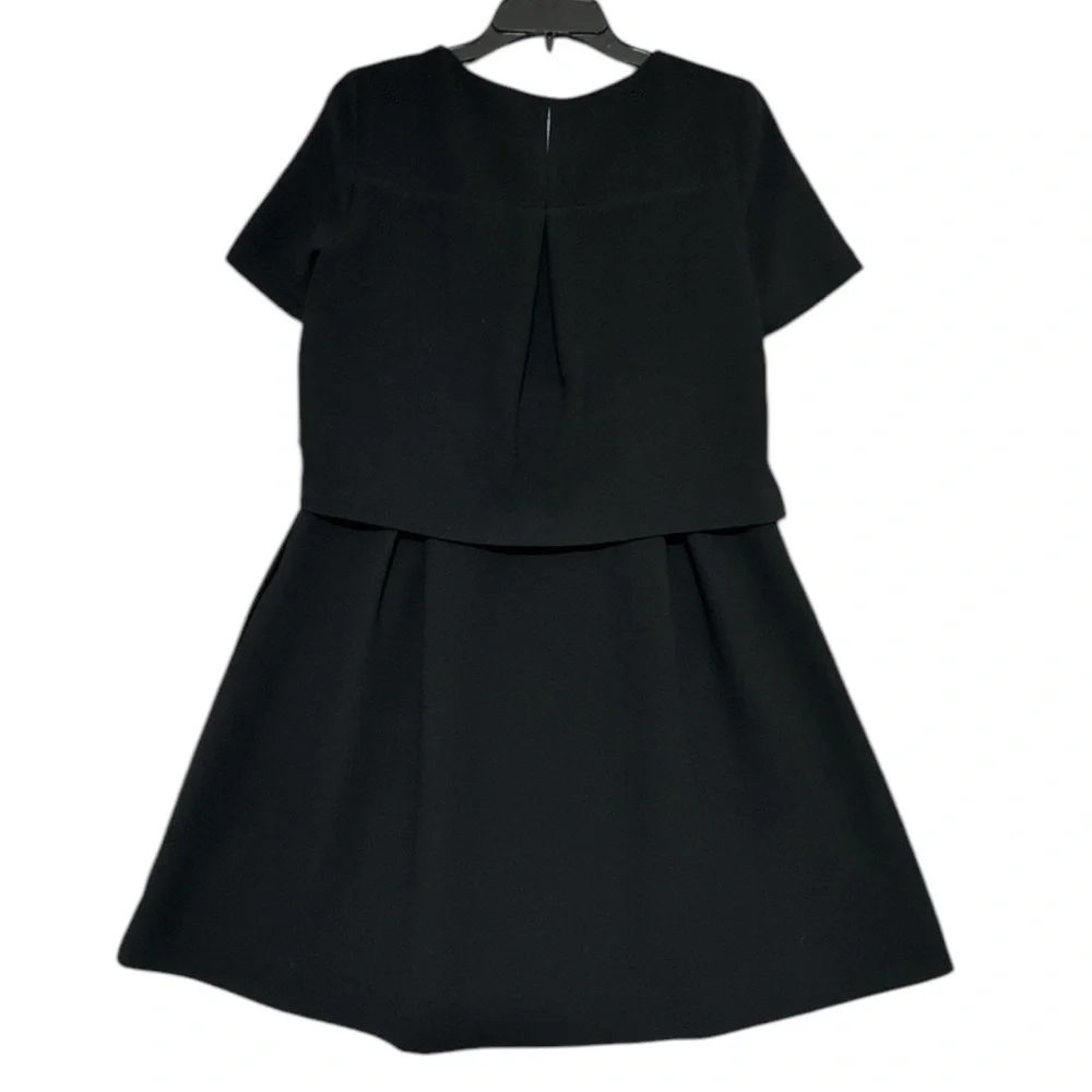 Madewell Black Layered Look Textured Fabric High Low Mini Dress Size 0
